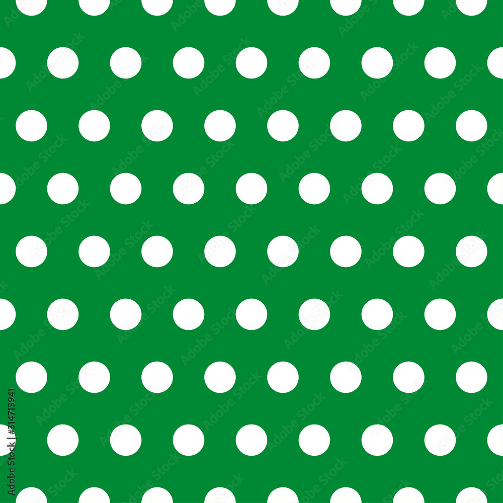 White retro Polka dot pattern on green background