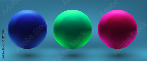 set of vector 3d spheres on a colored background