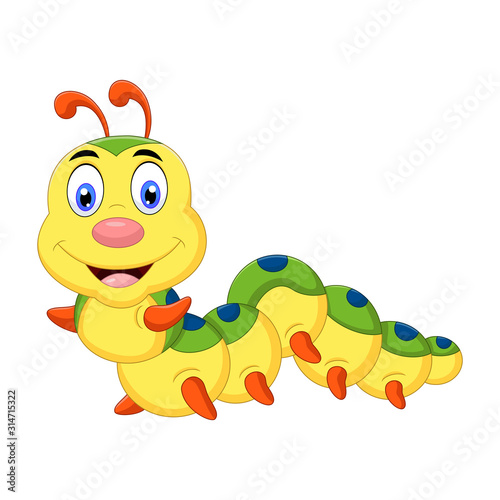 Cute a caterpillar cartoon smiling