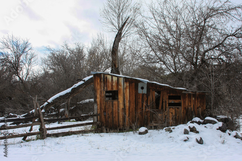 old house with snow