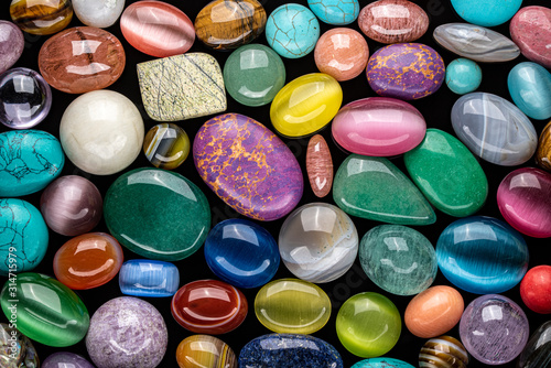 Colored Natural Gemstones. Semiprecious Stones