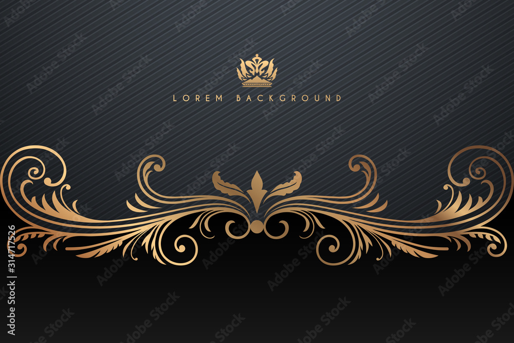Ornate black and gold luxury background template - obrazy, fototapety, plakaty 