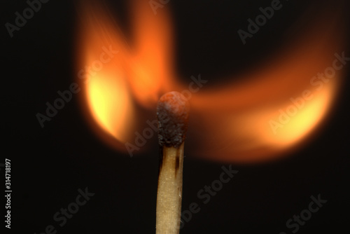macro shooting of a match sulfur head fire