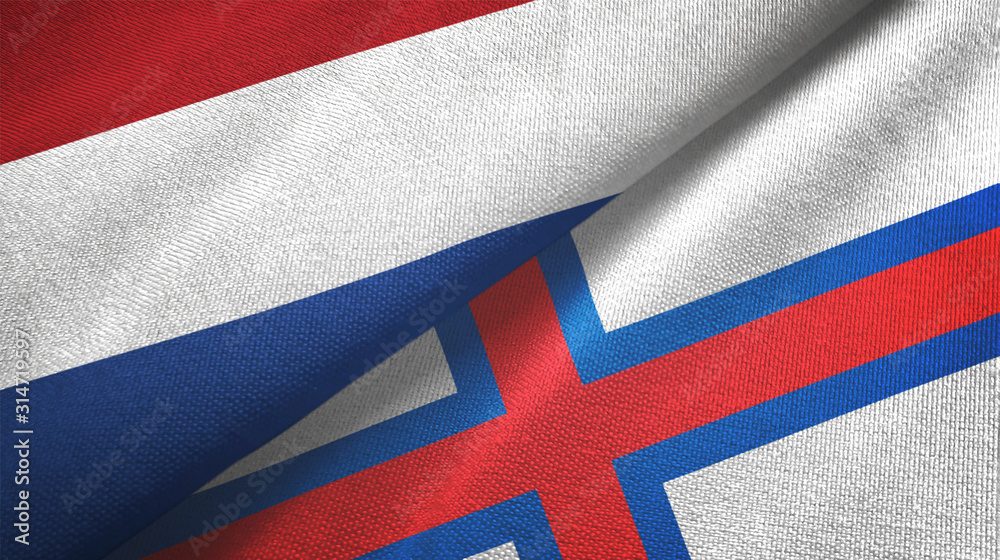 Netherlands and Faroe Islands two flags textile cloth, fabric texture Netherlands and Faroe Islands two flags textile cloth, fabric texture