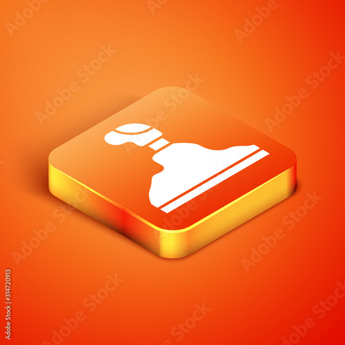 Isometric Gear shifter icon isolated on orange background. Transmission icon.  Vector Illustration