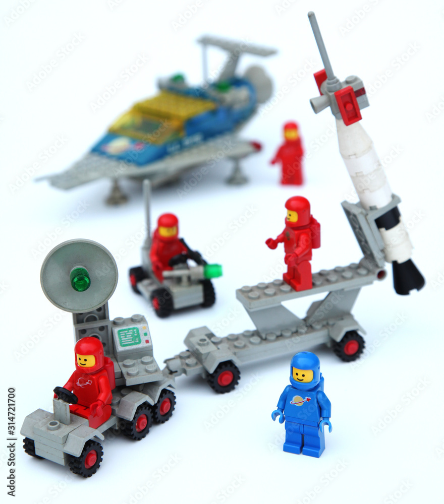 Leuven, Belgium - January 2020: editorial image of early 1980s Lego Space set with spaceships astronauts Stock Photo | Adobe