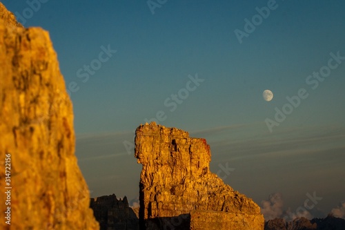 Moon over rocks