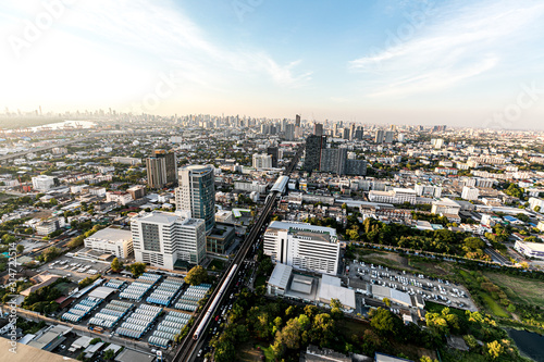 Bangkok, Thailand-JAN 03 2020 : Bangkok City - Aerial view Bangkok city downtown skyline of Thailand , Cityscape Thailand