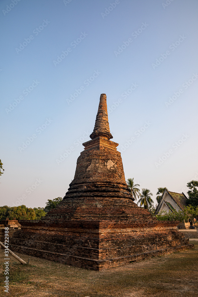 Sukhothai, Thailand : Pagoda at Wat Sa Sri temple,One of the famous temple in Sukhothai,Temple in Sukhothai Historical Park,  UNESCO world heritage