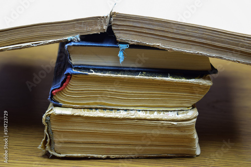 Old books on the table photo