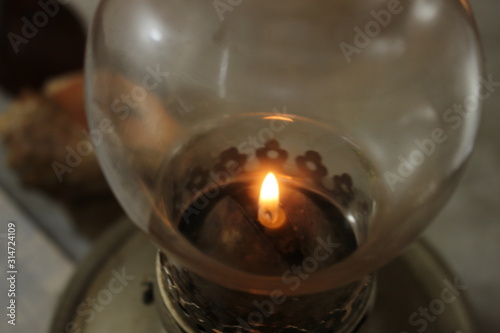 candles in the dark oil lamp