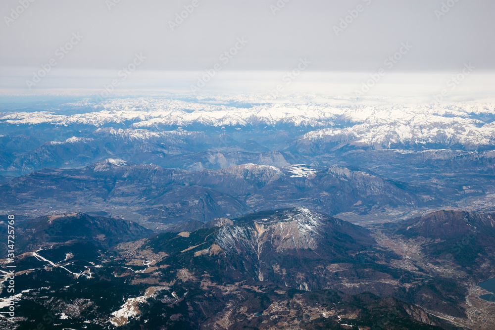 Aerial photography of Alps from airplane Aerial photography of Alps from airplane