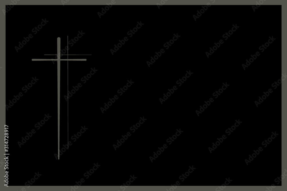 funeral Condolence card Heavenly Cross. isolated cross on black ...