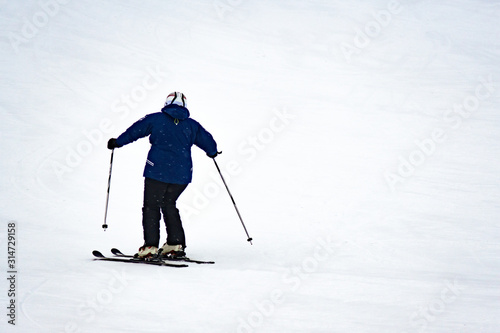 winter sport skier, skiing. selective focus, space for text, copy space