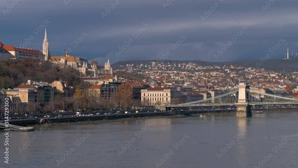 Morning in Budapest. View of the Buda Castle and Szechenyi Bridge. Morning in Budapest. View of the Buda Castle and Szechenyi Bridge.