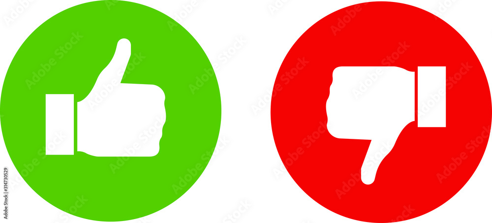 © meredesign - Thumb up and down red and green icons.