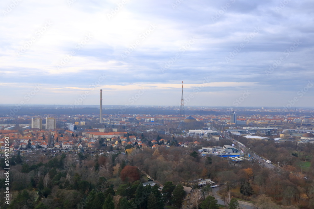 Panoramic view of Leipzig/Germany from the Battle of nations monument