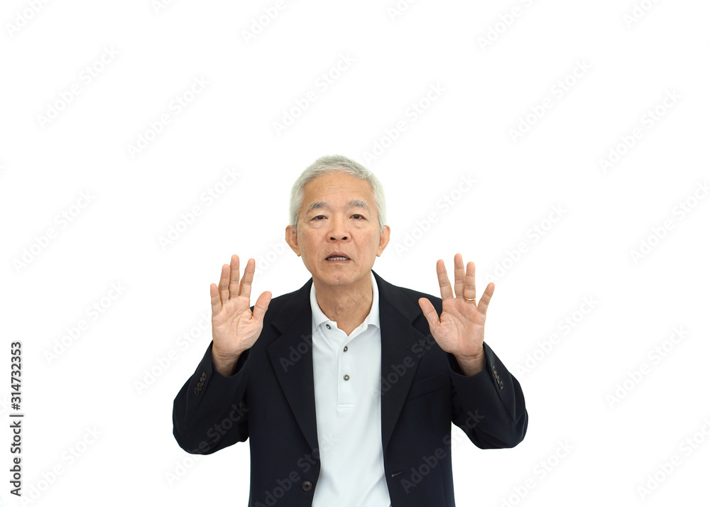 Asian senior CEO businessman say no decline deal copy space Asian senior CEO businessman say no decline deal copy space