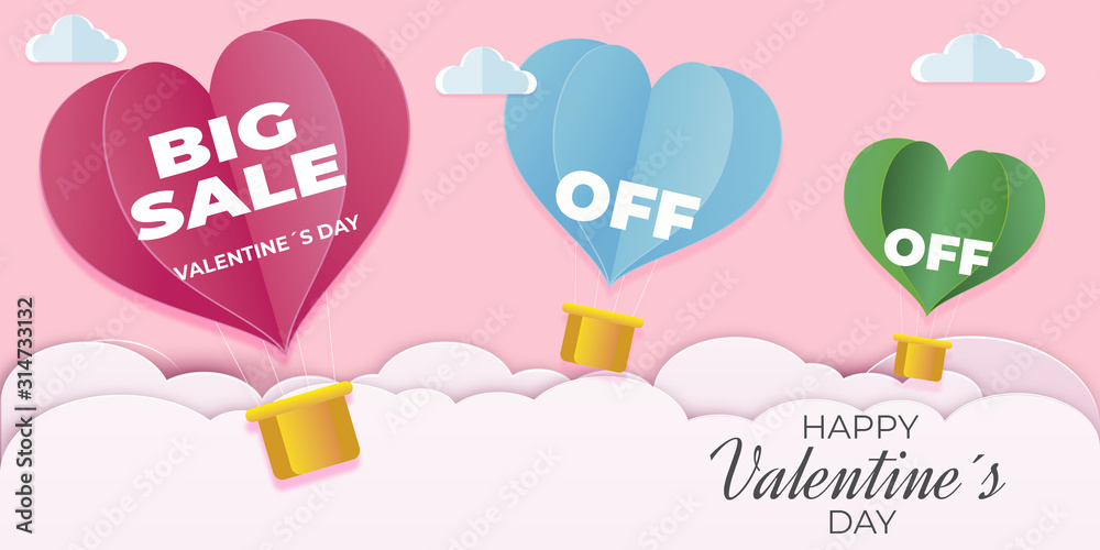 Red heart balloon on pink background card valentine concept