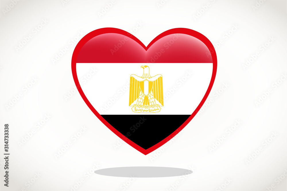 Egypt Flag in Heart Shape. Heart 3d Flag of Egypt, Egypt flag template design. Egypt Flag in Heart Shape. Heart 3d Flag of Egypt, Egypt flag template design.
