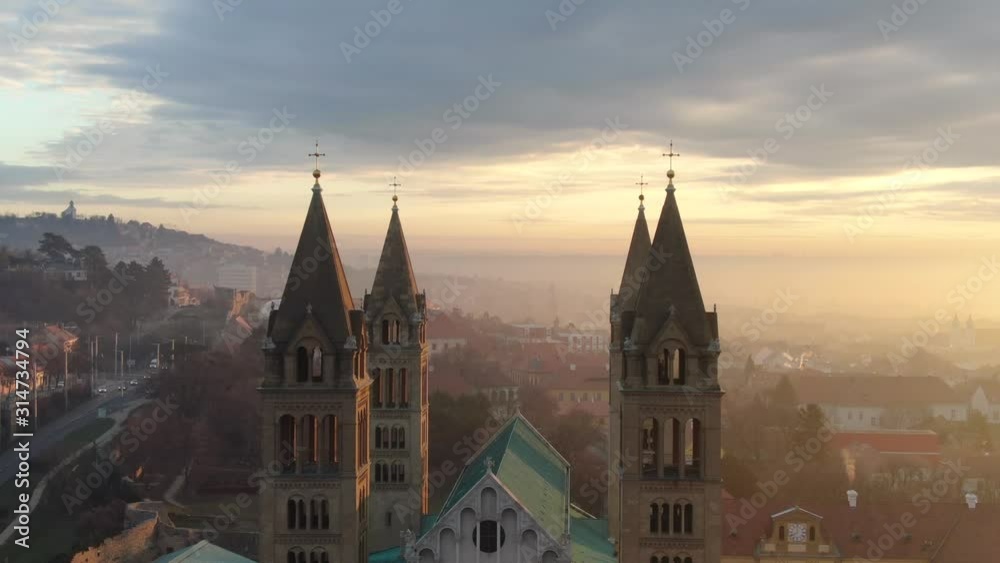 Aerial video of Cathedral of Pecs, Hungary Aerial video of Cathedral of Pecs, Hungary