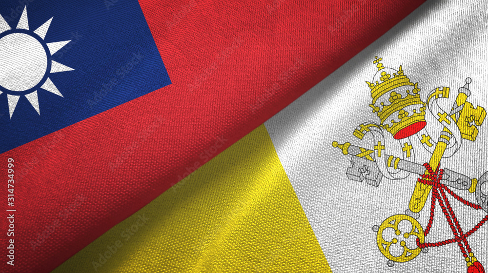 Taiwan and Vatican two flags textile cloth, fabric texture Taiwan and Vatican two flags textile cloth, fabric texture