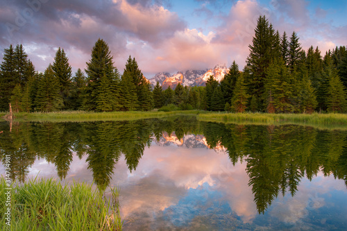 teton reflection in the morning 