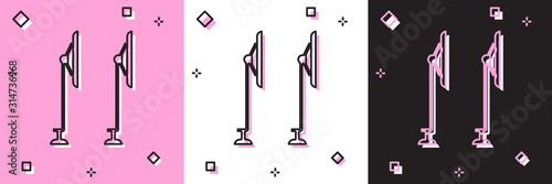 Set Windscreen wiper icon isolated on pink and white, black background.  Vector Illustration