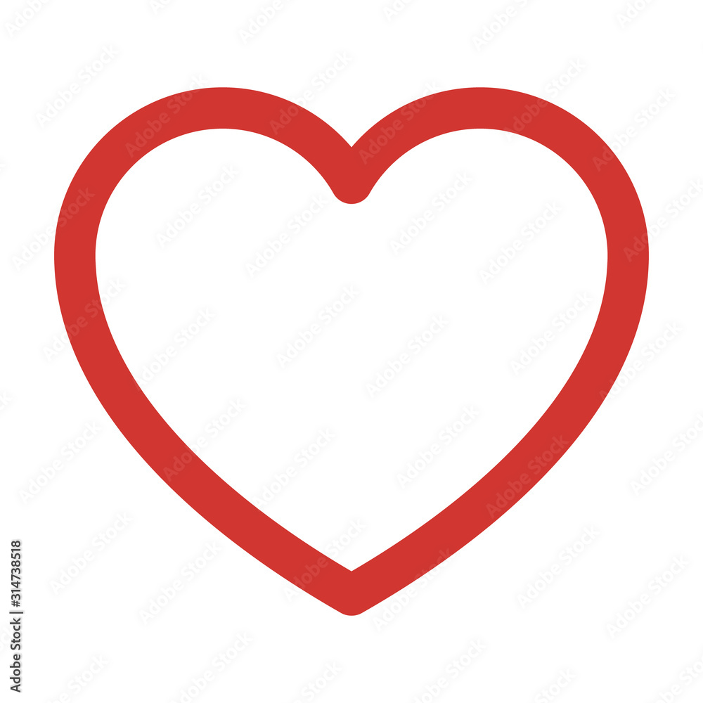 Red and white heart on white background