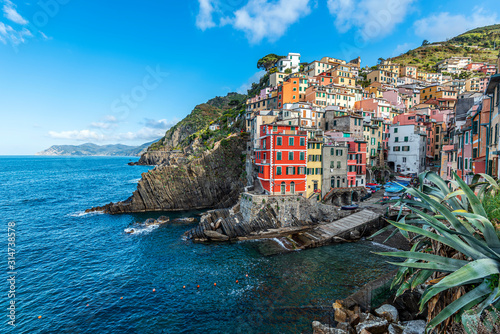 The view at Riomaggiore, the first village of the Cinque Terre coastal area in the Northwest of Italy.
