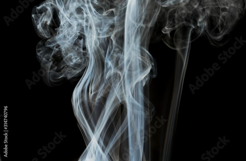 Smoke isolated on black background and texture, clipping path