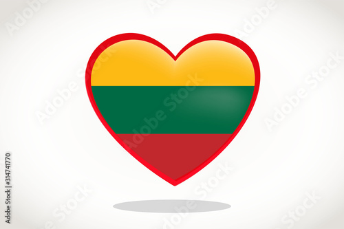 Free Download Lithuania Flag in Heart Shape. Heart 3d Flag of Lithuania, Lithuania flag template design. - GFXLoad