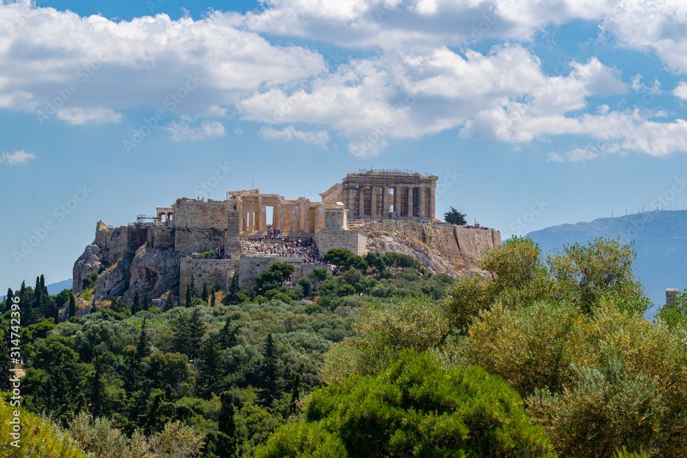 Parthenon temple view from Pnyx, Acropolis, Athens Parthenon temple view from Pnyx, Acropolis, Athens