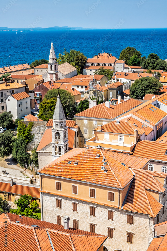 Old town Zadar from bell tower of Cathedral of St. Anastasia, Croatia, Croatia