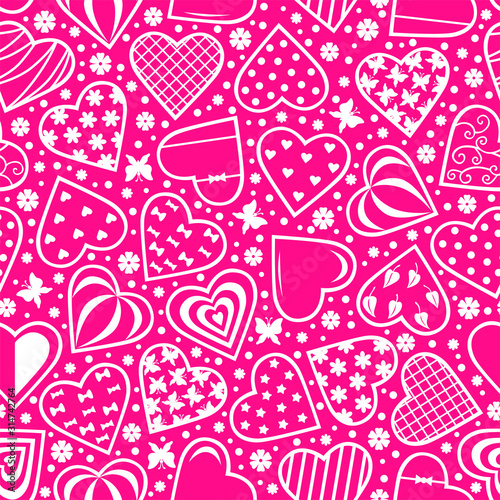 Decorative hearts pattern seamless for valentines day