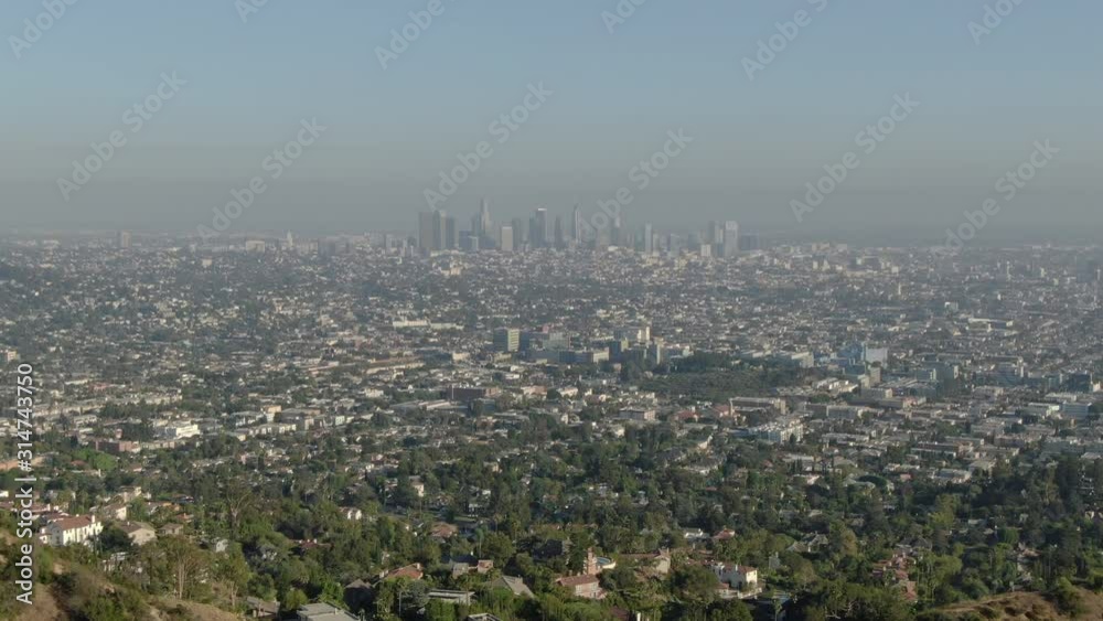 Los Angeles Aerial Shot From Griffith Park Backward Elevate Los Angeles Aerial Shot From Griffith Park Backward Elevate