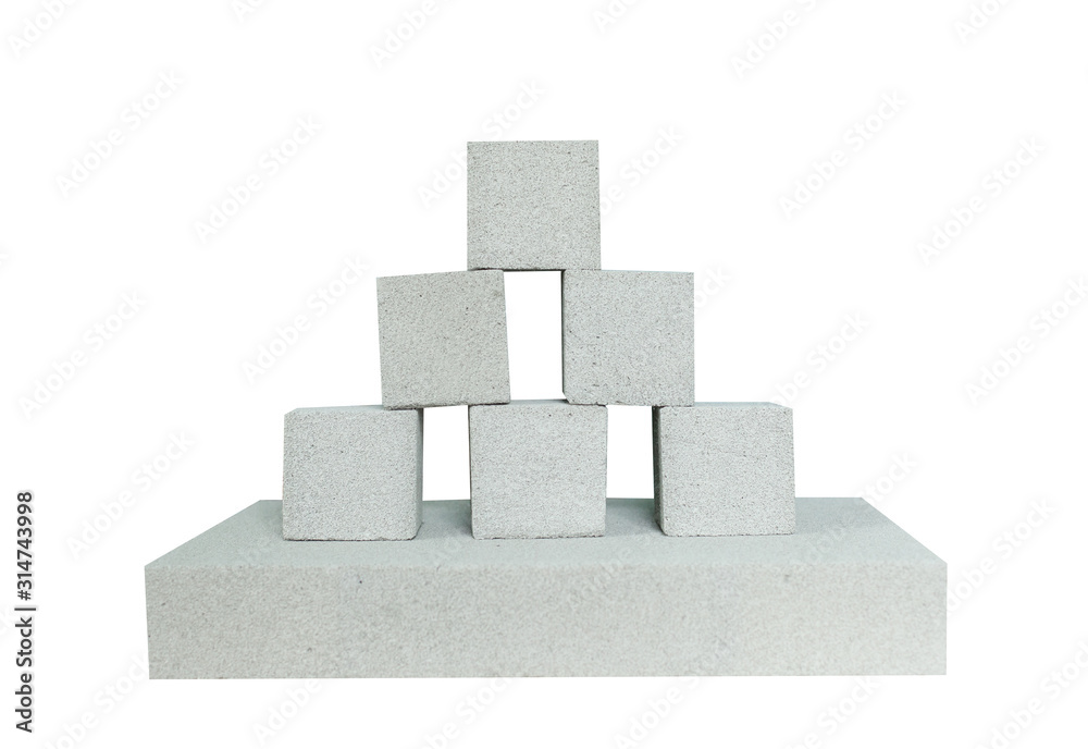 Lightweight construction brick isolated on white. Lightweight foamed gypsum block isolated on white.