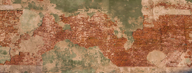 Ingelijste posters Verweerde muur Oude grunge bakstenen muur abstract  © Dany