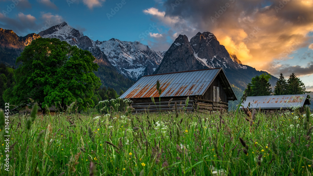 Germany - Sunset Over the Fields - Garmisch