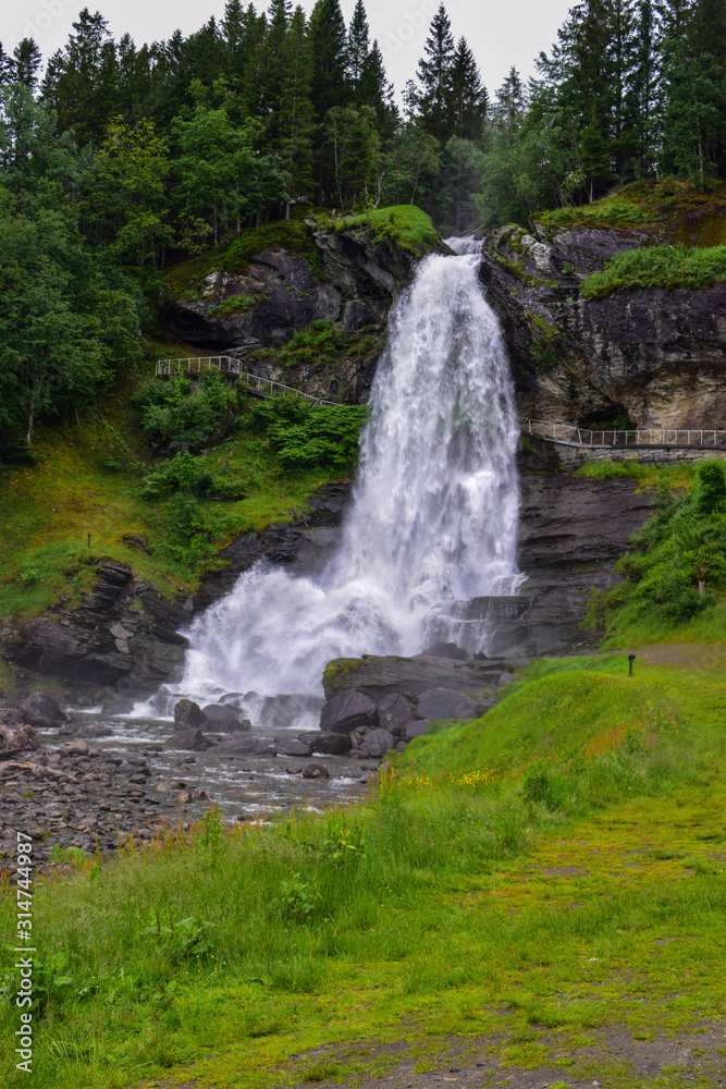 Steinsdalsfossen waterfall in Norway.