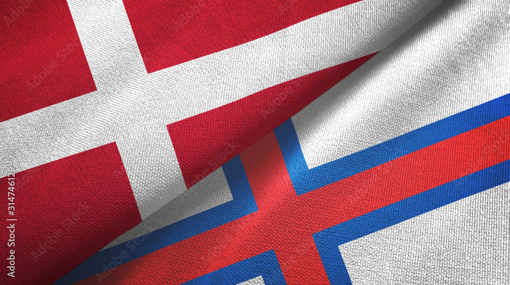 Denmark and Faroe Islands two flags textile cloth, fabric texture Denmark and Faroe Islands two flags textile cloth, fabric texture