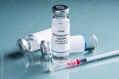 Obraz na plátně Meningococcal Vaccine In Vials With Syringe