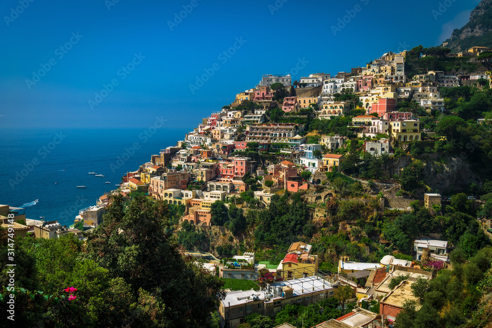 Italy - Houses on the Cliffs by the Sea - Amalfi Coast