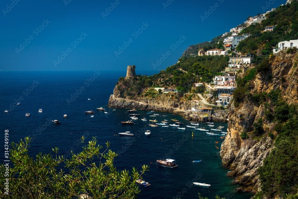 Italy - Houses, Boats, and an Old Fort - Amalfi Coast
