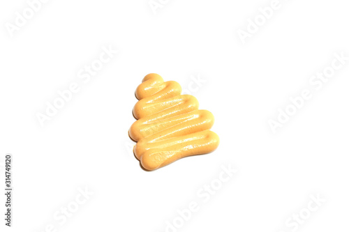 fresh mustard sauce on white isolated background