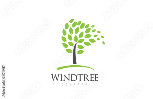 Tree logo design with leafs icon template elements company business