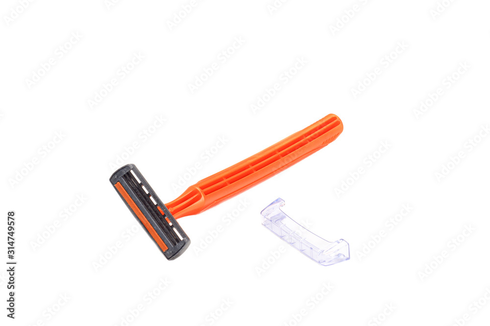 orange razor on a white isolated background orange razor on a white isolated background
