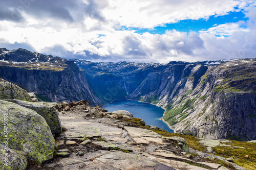 Fototapeta Naklejka Na Ścianę i Meble -  Hiking Trip to Trolltunga, Norway.