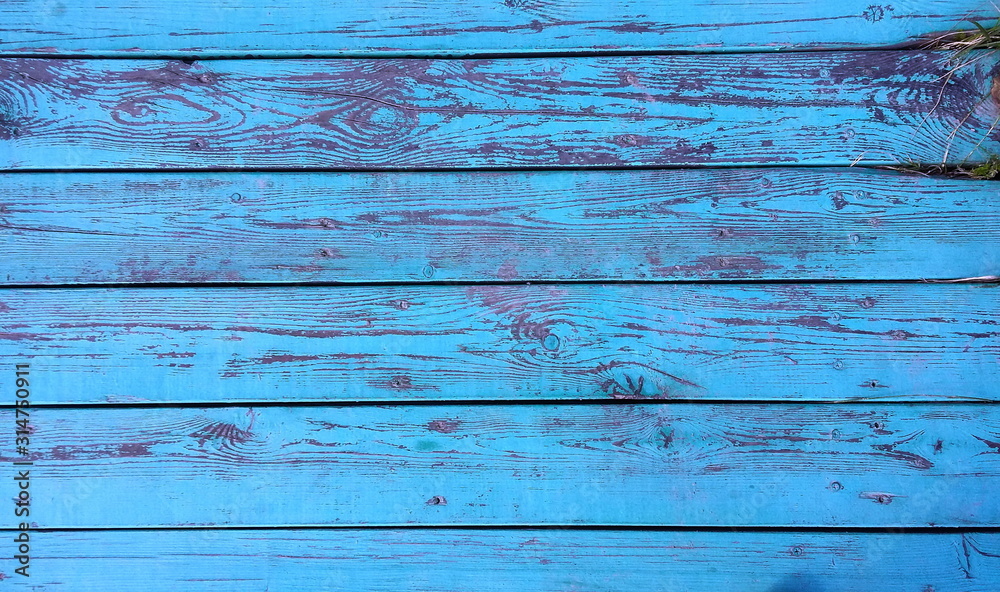 Obraz premium Old wooden background - old wooden Board painted in blue color
