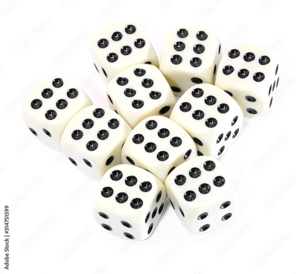 many playing dice all with the number six many playing dice all with the number six